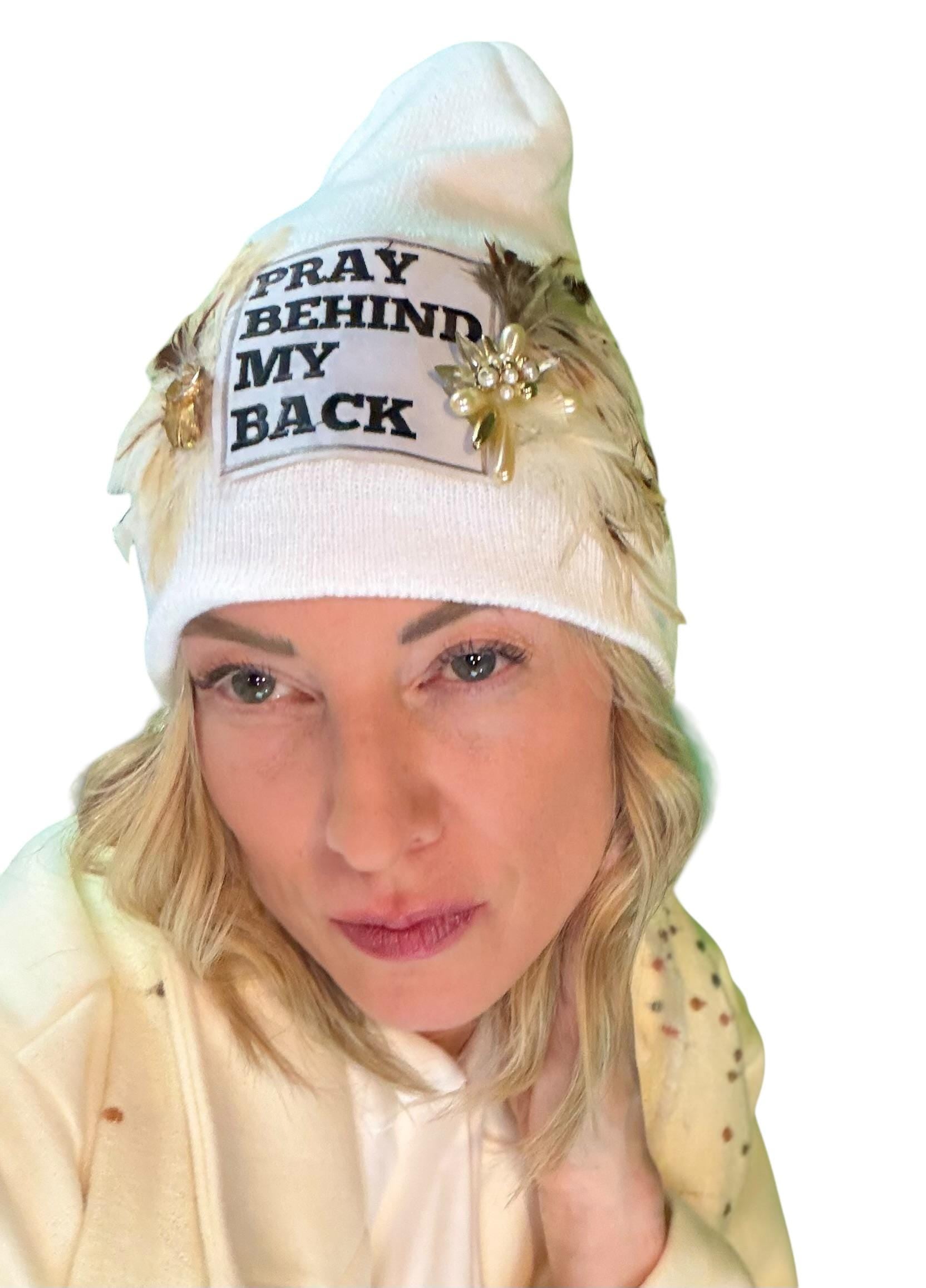 NEW Style Statement “Pray Behind My Back” Patchwork Jeweled Fashionable Winter Hat