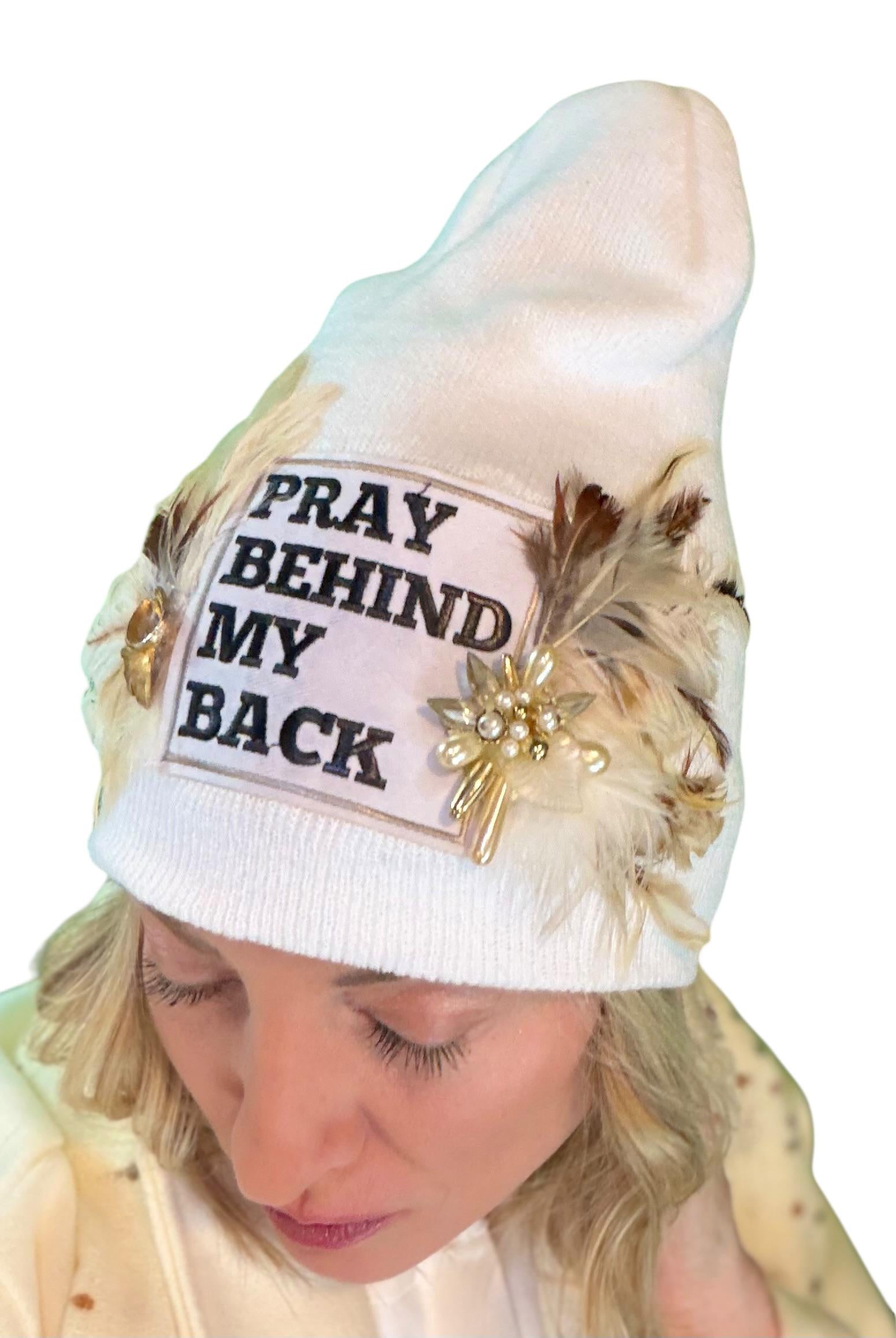 NEW Style Statement “Pray Behind My Back” Patchwork Jeweled Fashionable Winter Hat