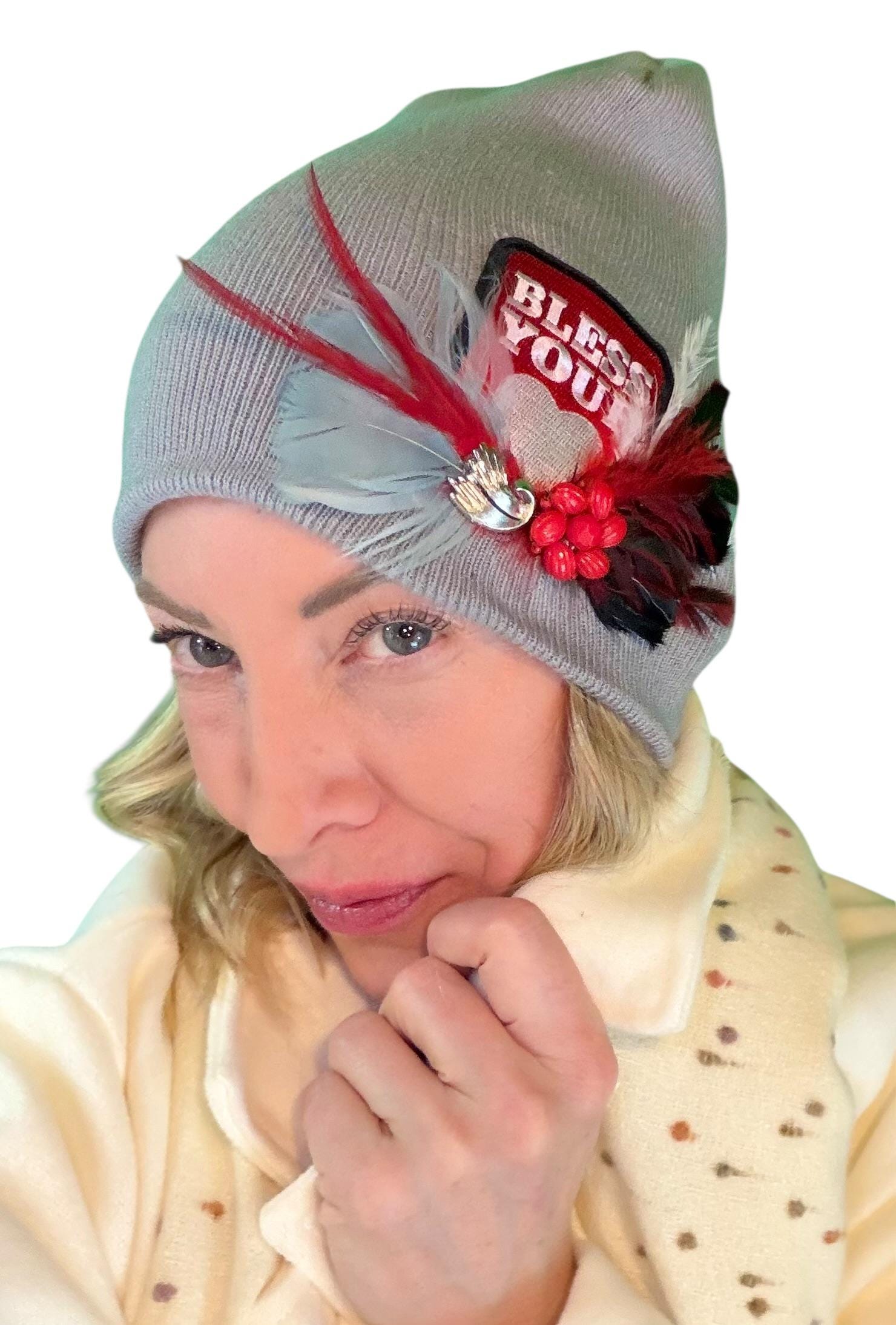 NEW Style Statement “Bless Your Heart” Patchwork Jeweled Fashionable Winter Hat