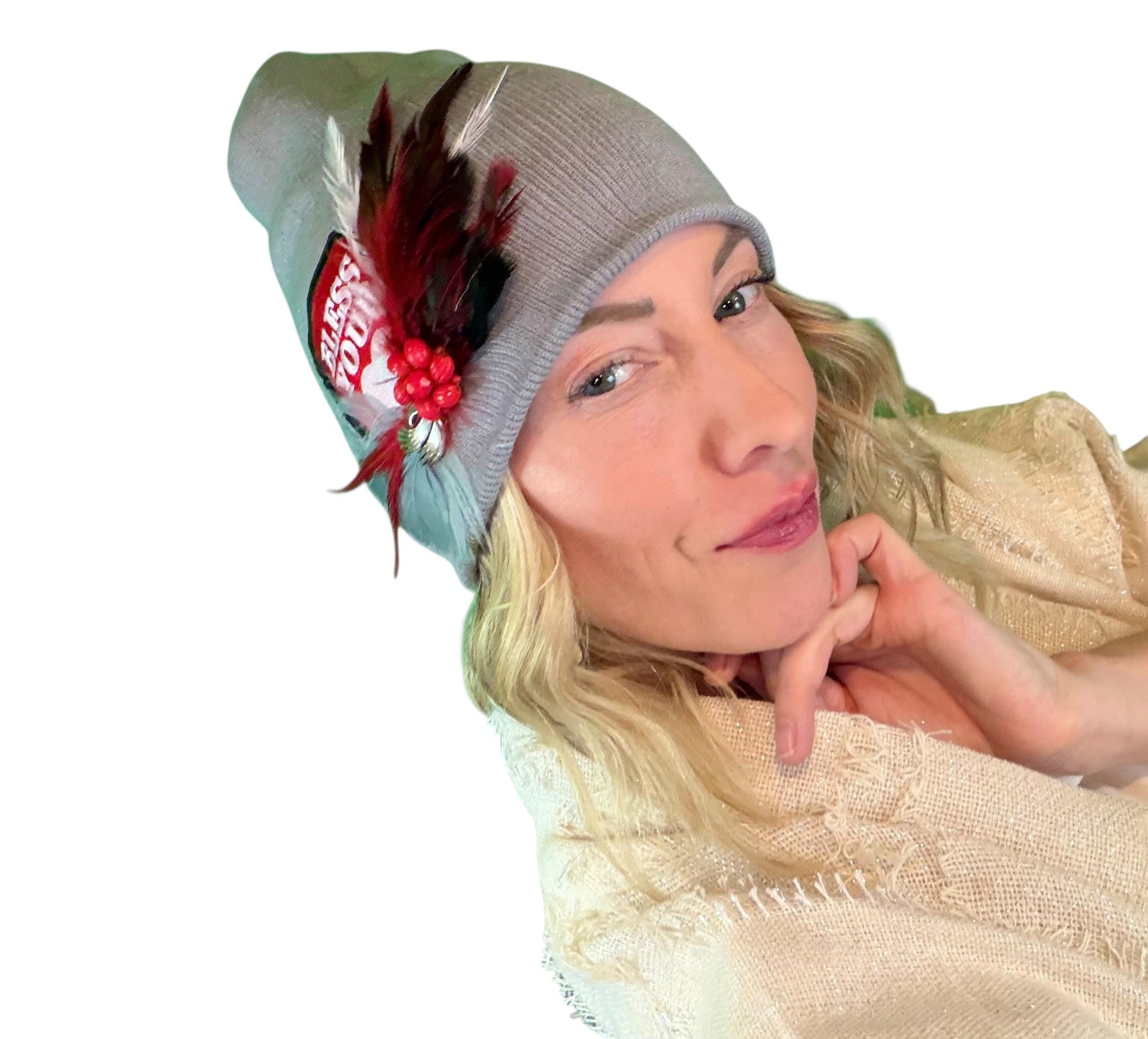 NEW Style Statement “Bless Your Heart” Patchwork Jeweled Fashionable Winter Hat