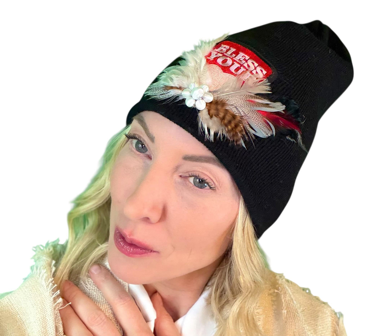 NEW Style Statement “Bless Your Heart” Patchwork Jeweled Fashionable Winter Hat