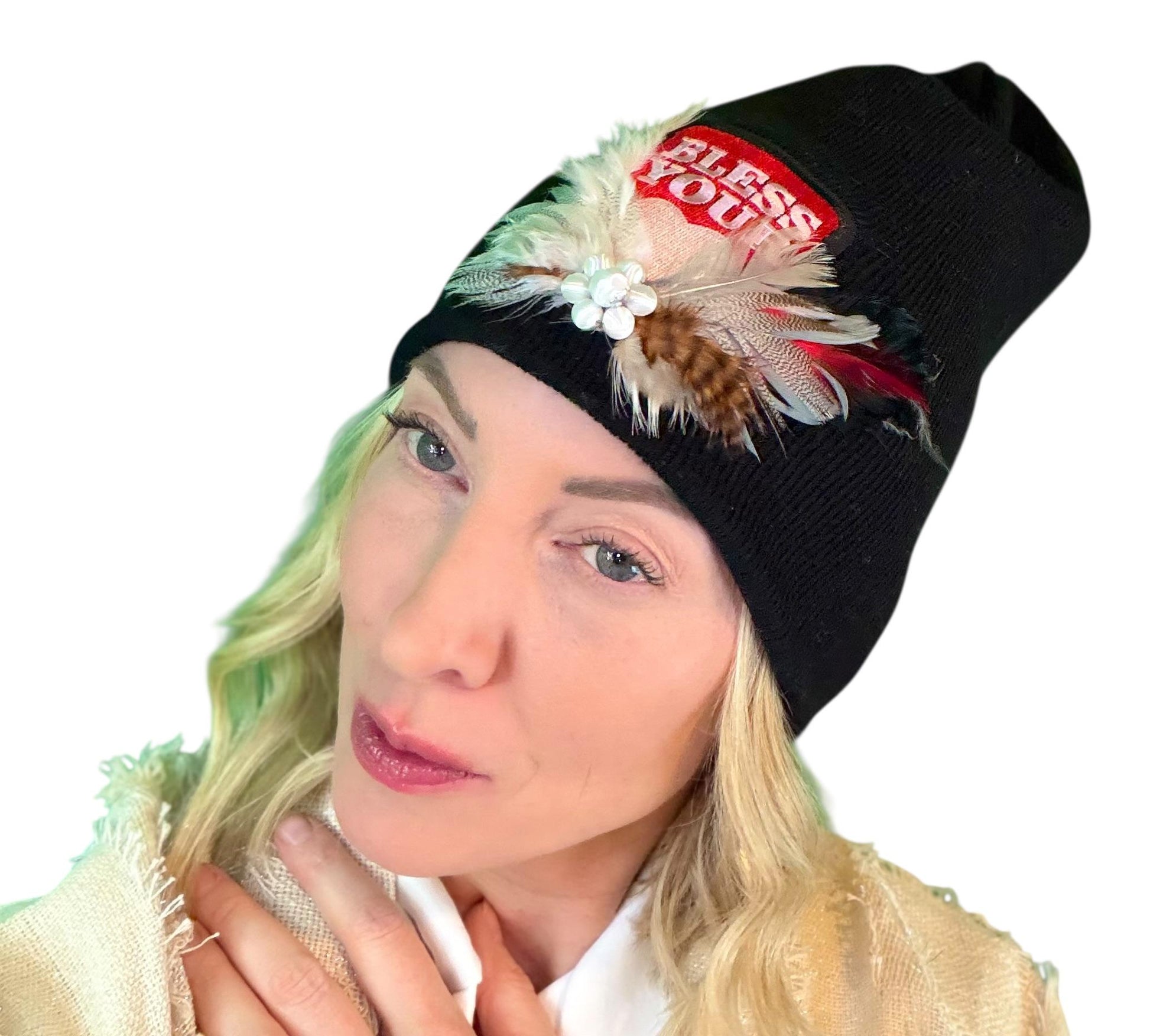 NEW Style Statement “Bless Your Heart” Patchwork Jeweled Fashionable Winter Hat