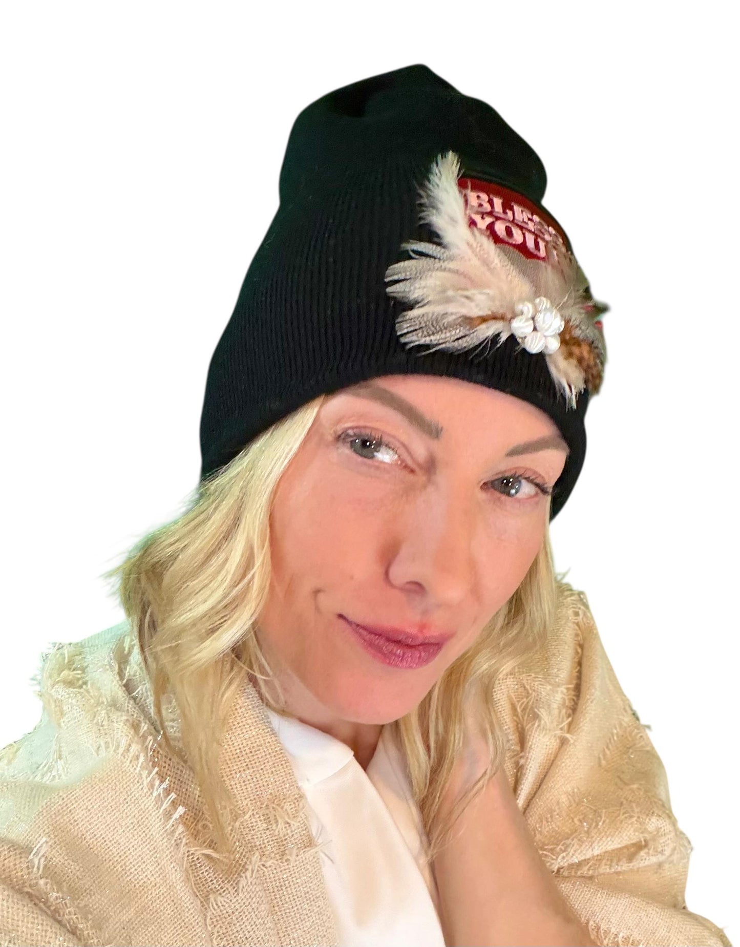 NEW Style Statement “Bless Your Heart” Patchwork Jeweled Fashionable Winter Hat
