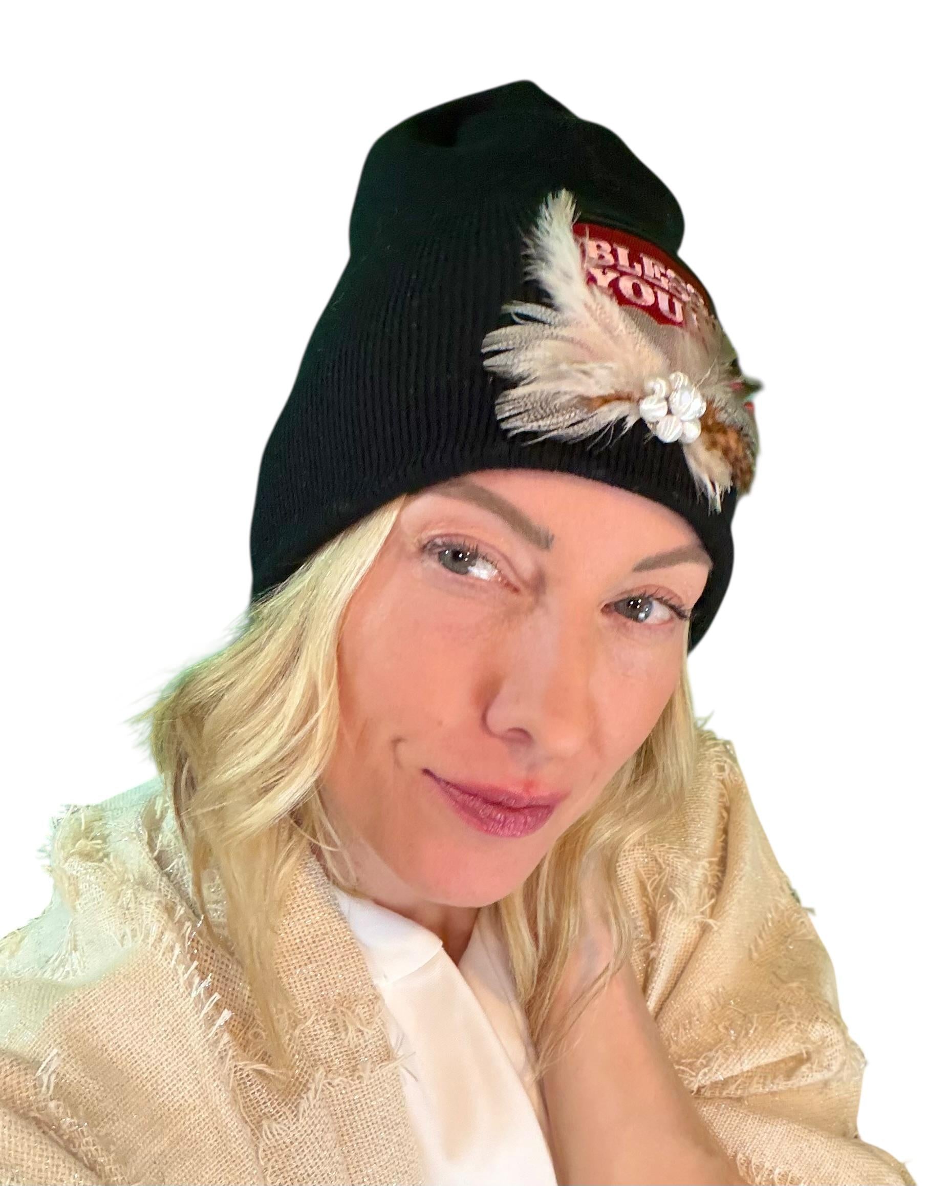 NEW Style Statement “Bless Your Heart” Patchwork Jeweled Fashionable Winter Hat