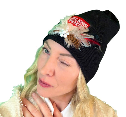 NEW Style Statement “Bless Your Heart” Patchwork Jeweled Fashionable Winter Hat