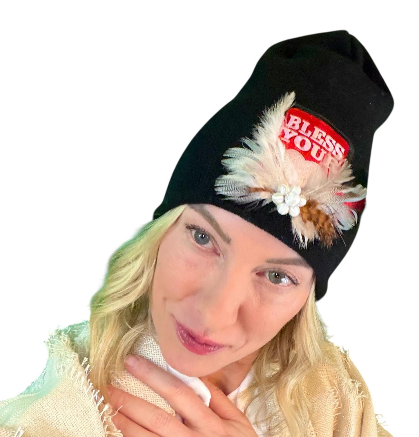 NEW Style Statement “Bless Your Heart” Patchwork Jeweled Fashionable Winter Hat