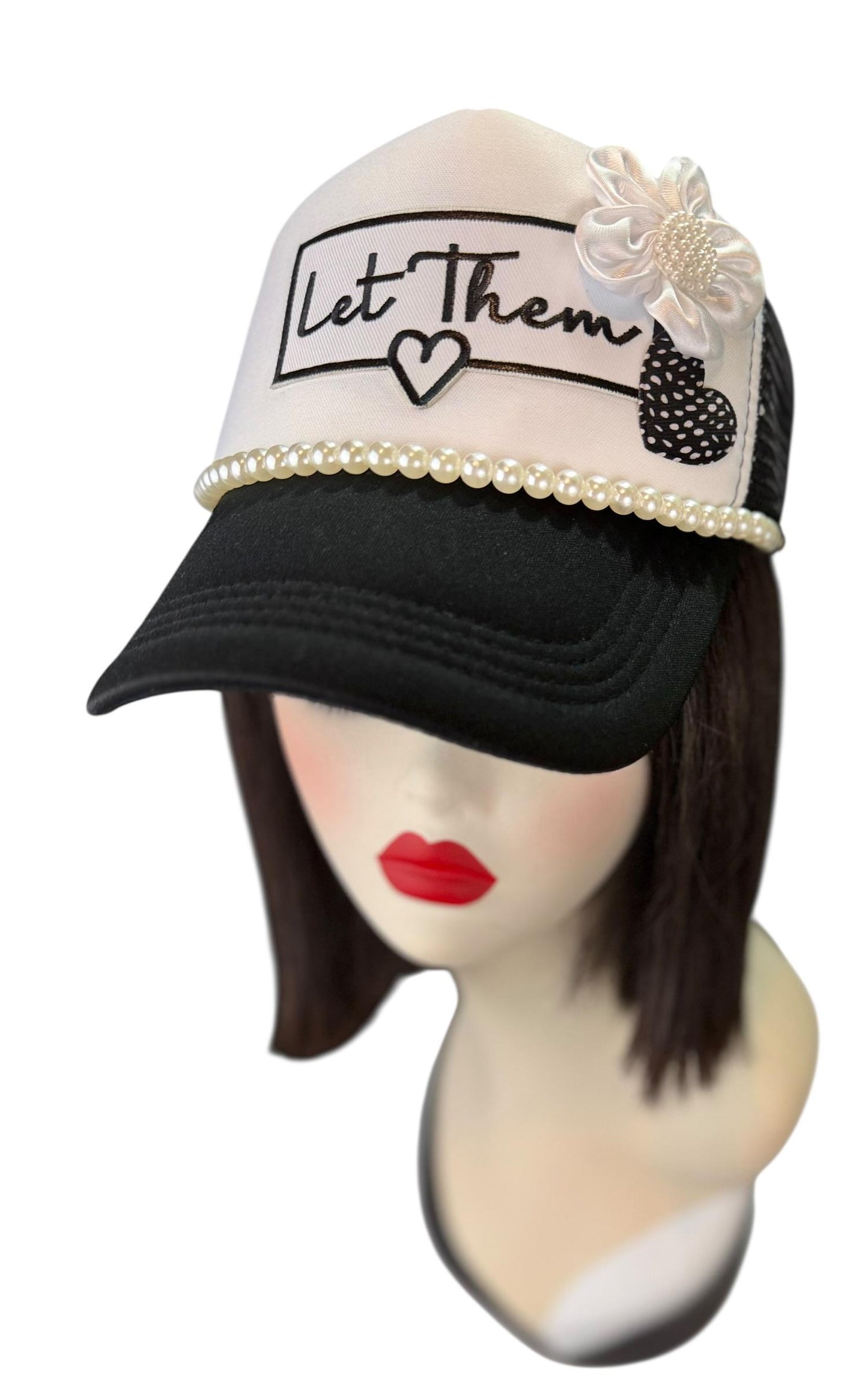 Girl Power Statement “Let Them” Patchwork Embellished Trucker Hat