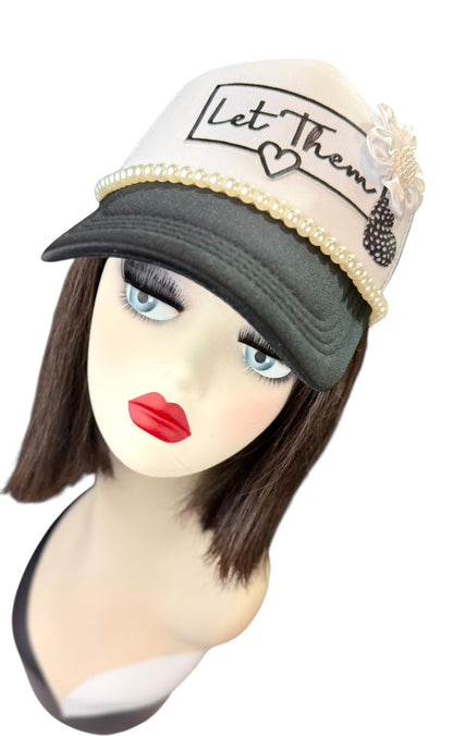 Girl Power Statement “Let Them” Patchwork Embellished Trucker Hat