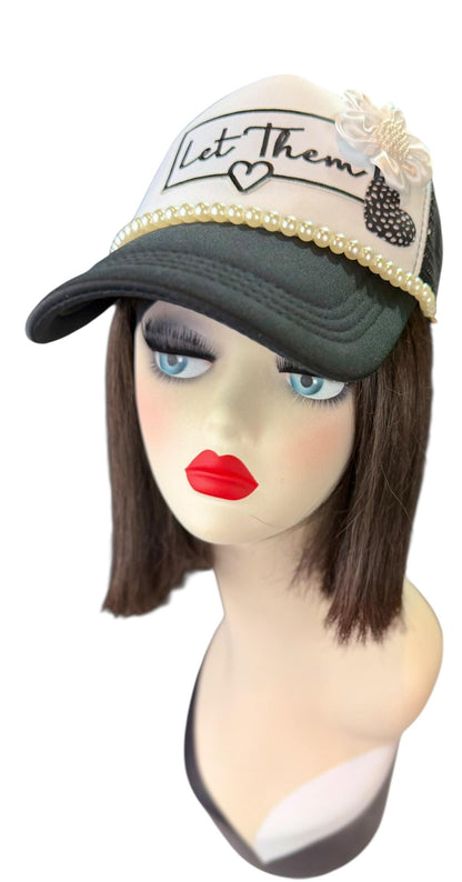 Girl Power Statement “Let Them” Patchwork Embellished Trucker Hat