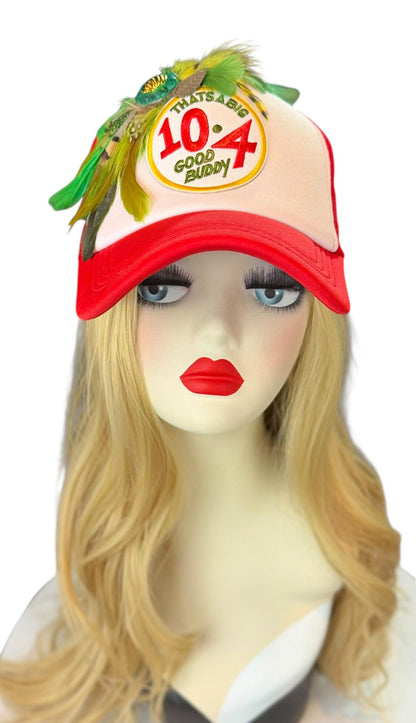 Weekend Retreat Friendship Statement “That’s A BIG 10-4 Good Buddy” Patchwork Adorned Trucker Hats