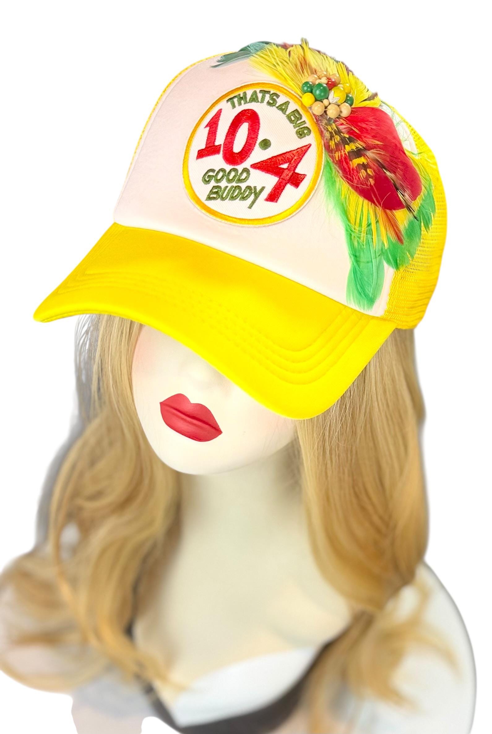Weekend Retreat Friendship Statement “That’s A BIG 10-4 Good Buddy” Patchwork Adorned Trucker Hats