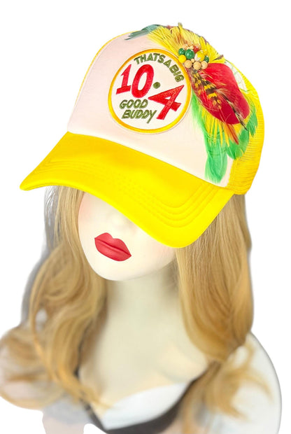 Weekend Retreat Friendship Statement “That’s A BIG 10-4 Good Buddy” Patchwork Adorned Trucker Hats