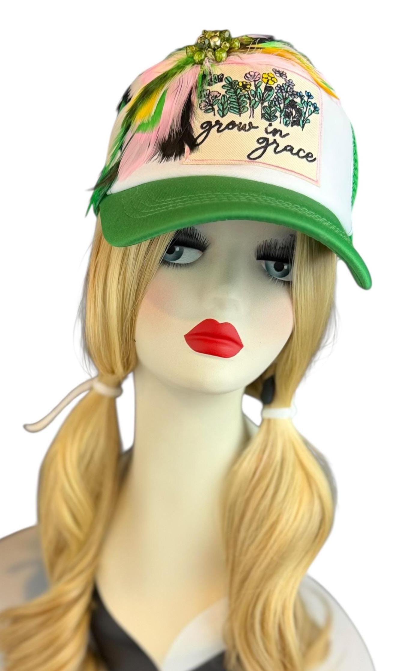 Grow In Grace Statement Patchwork Adorned Avant-Garde Fashionable Trucker Hat