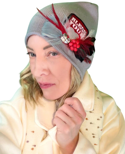 NEW Style Statement “Bless Your Heart” Patchwork Jeweled Fashionable Winter Hat