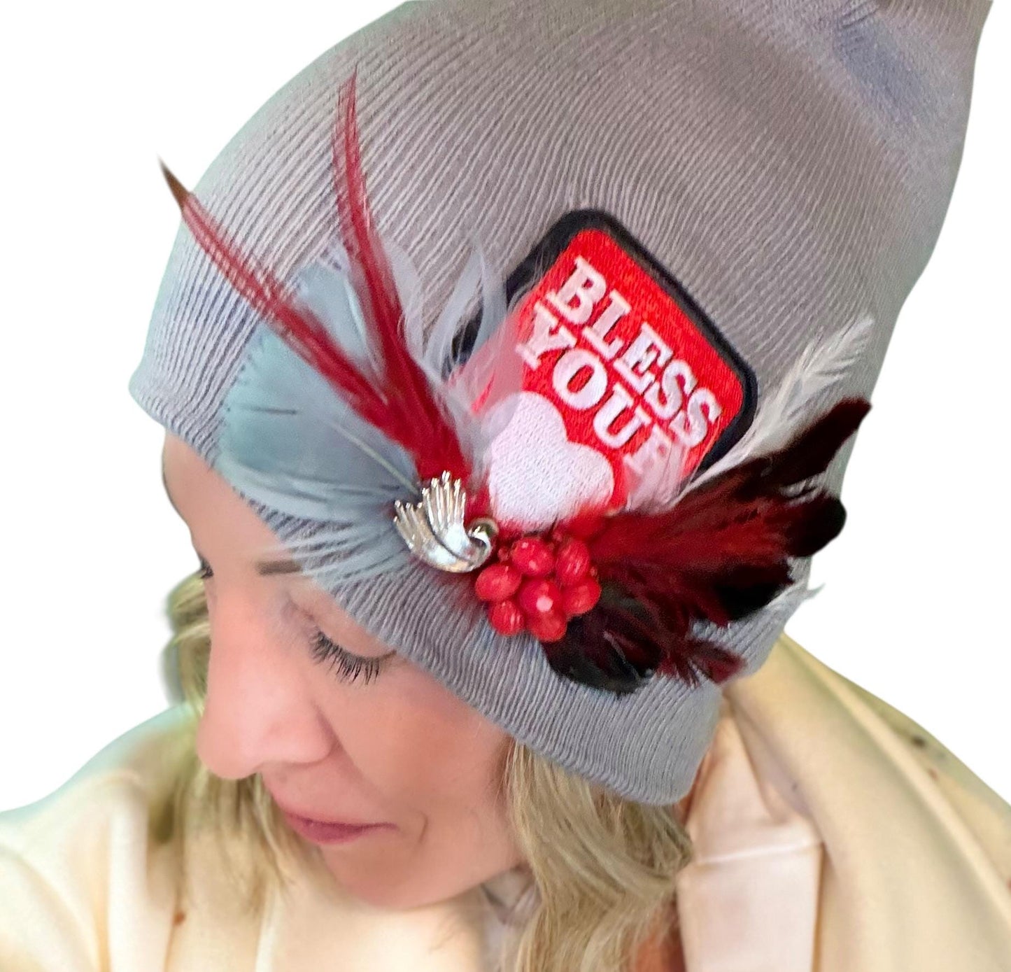 NEW Style Statement “Bless Your Heart” Patchwork Jeweled Fashionable Winter Hat