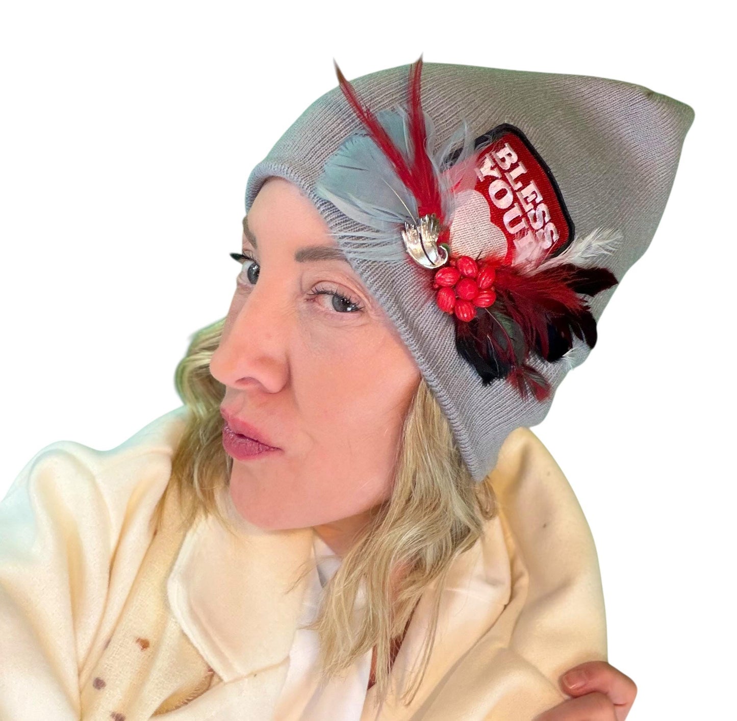 NEW Style Statement “Bless Your Heart” Patchwork Jeweled Fashionable Winter Hat