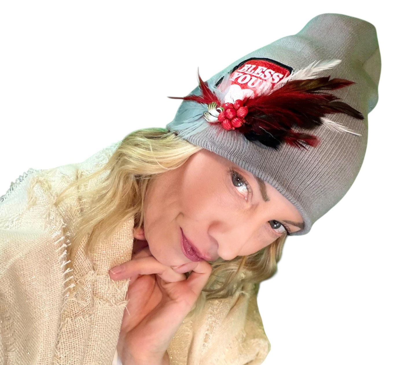 NEW Style Statement “Bless Your Heart” Patchwork Jeweled Fashionable Winter Hat