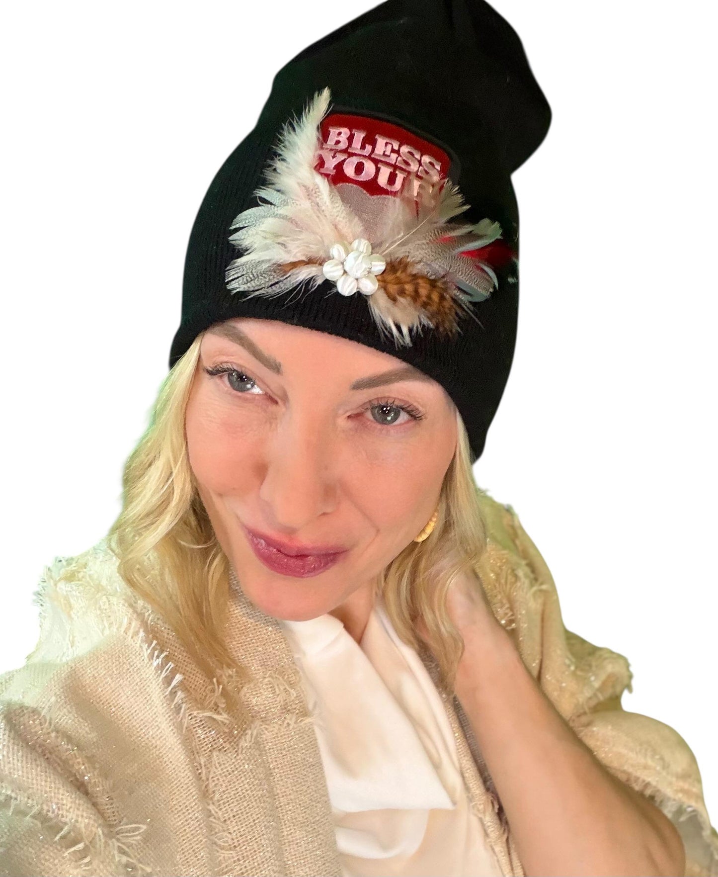 NEW Style Statement “Bless Your Heart” Patchwork Jeweled Fashionable Winter Hat