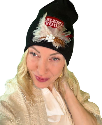 NEW Style Statement “Bless Your Heart” Patchwork Jeweled Fashionable Winter Hat