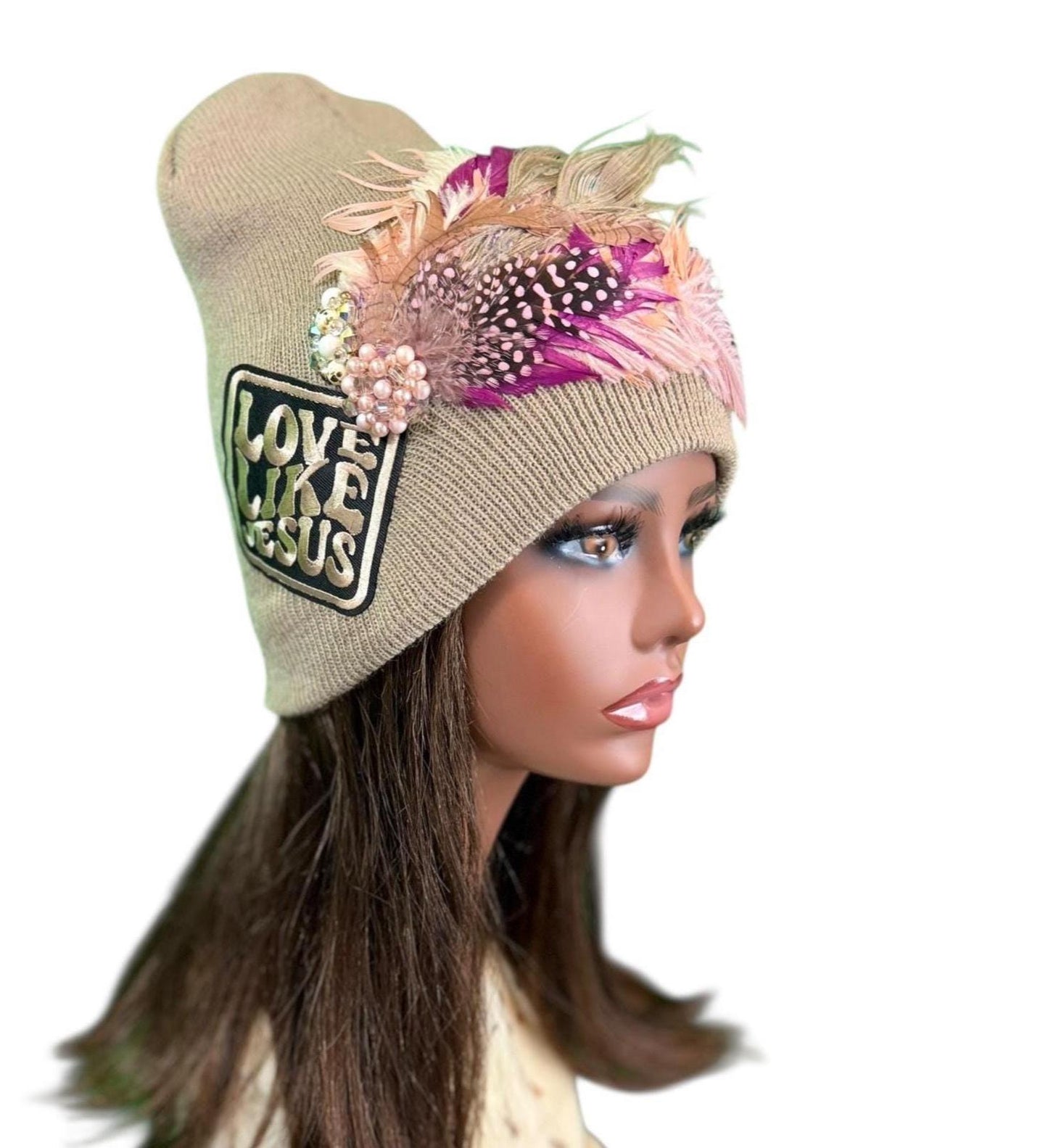 NEW Style Statement “Love Like JESUS” Patchwork Jeweled Designer Winter Hat