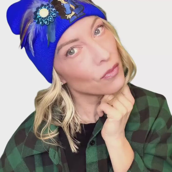Sophisticated Girls Club “Cigar Woman” Patchwork Jeweled Fashionable Avant-Garde Winter Hat