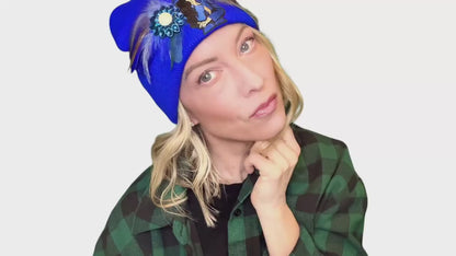 Sophisticated Girls Club “Cigar Woman” Patchwork Jeweled Fashionable Avant-Garde Winter Hat