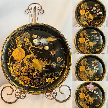 Vintage Peacock Metal Display Trays
