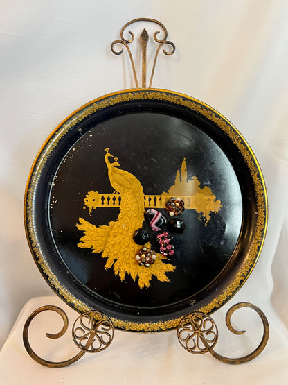 Vintage Peacock Metal Display Trays