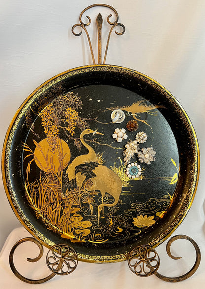 Vintage Peacock Metal Display Trays