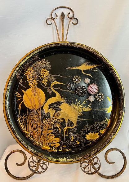 Vintage Peacock Metal Display Trays