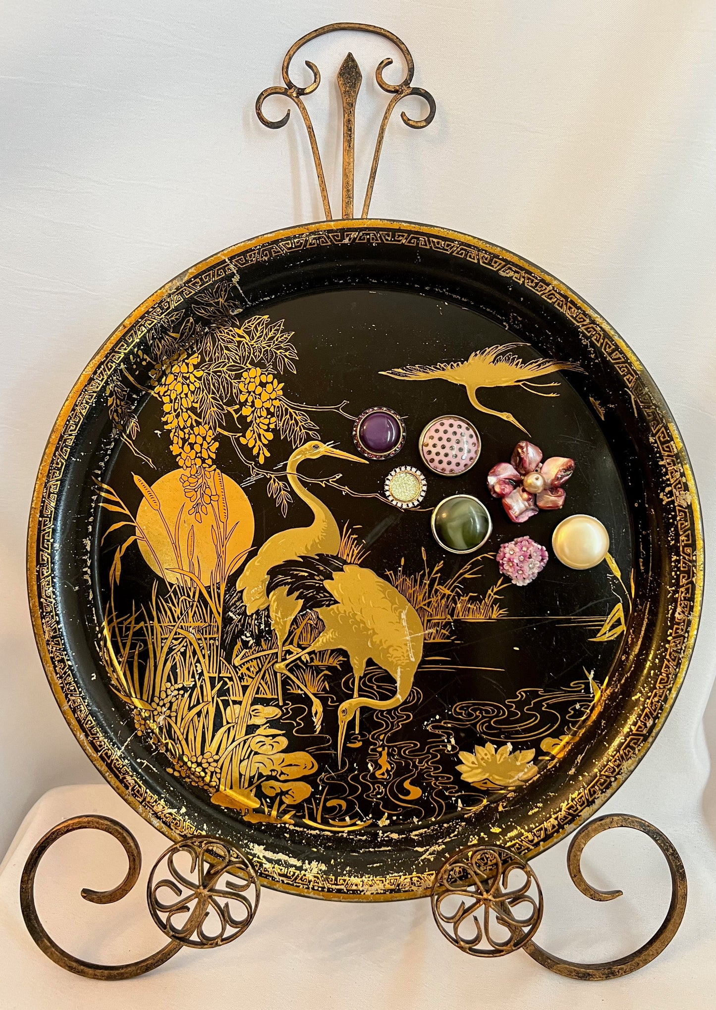 Vintage Peacock Metal Display Trays