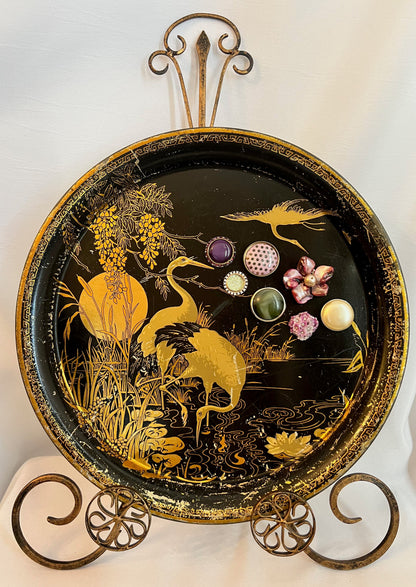 Vintage Peacock Metal Display Trays