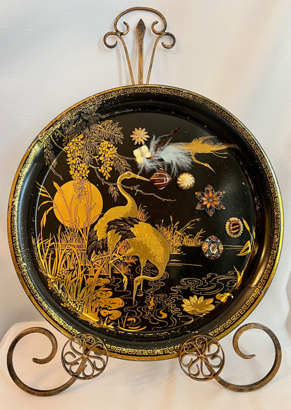 Vintage Peacock Metal Display Trays