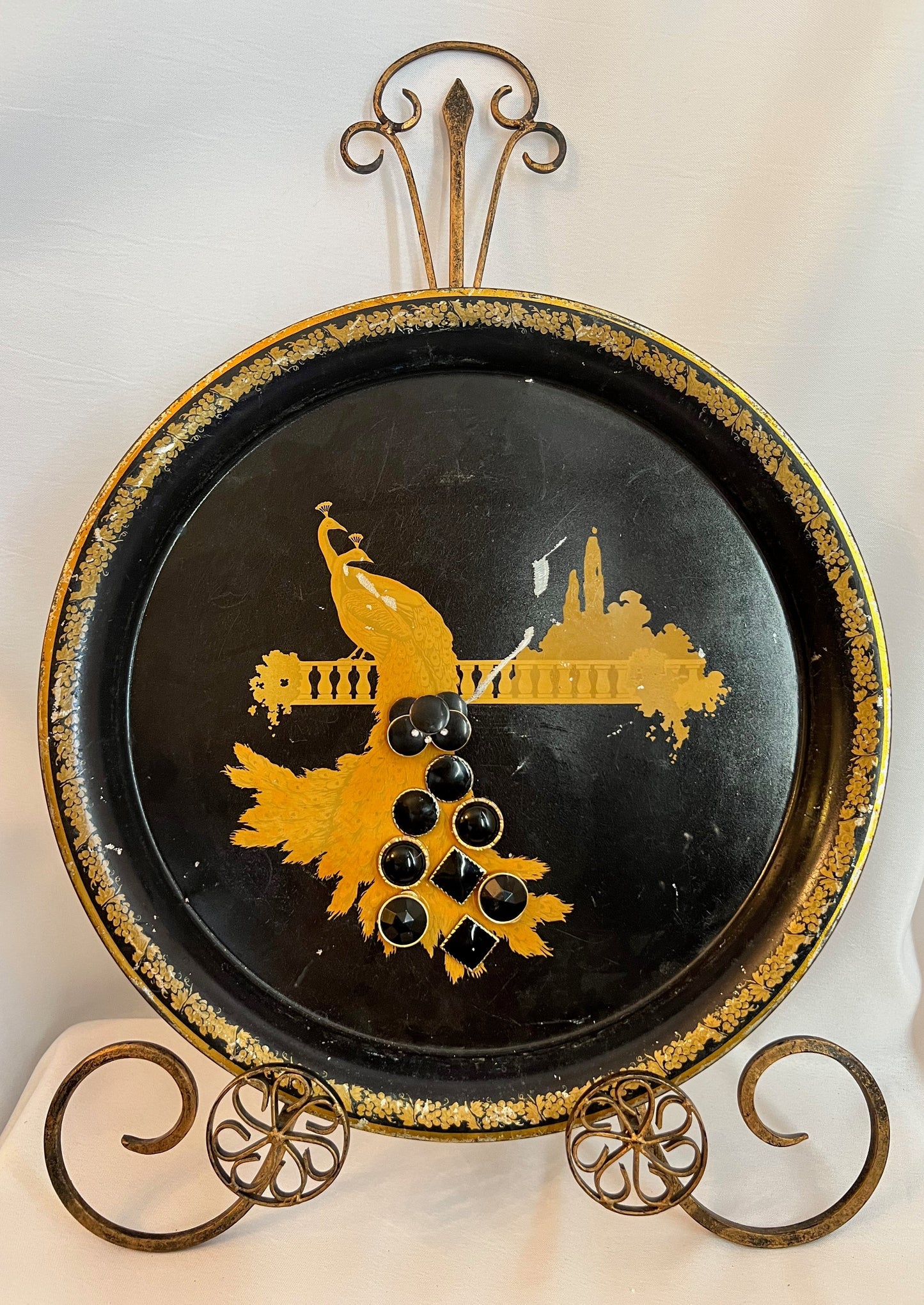 Vintage Peacock Metal Display Trays