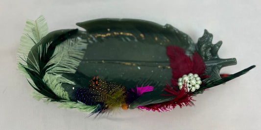 PEACOCK TRINKET DISH | HUNTER GREEN